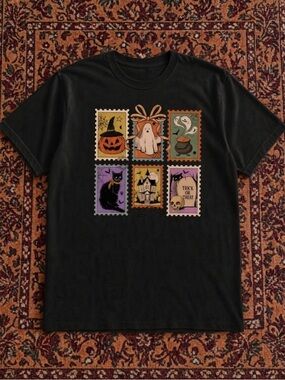 Gildan Black Halloween Stamp Graphic Tee